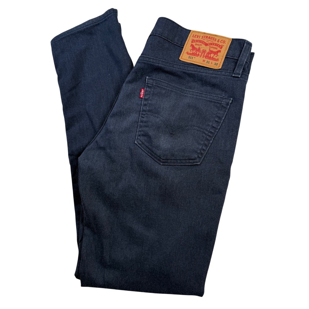 Levi's 511 Mens 31x32 Dark Wash Slim Fit Pants Cotton Polyester Blend - Picture 1 of 10